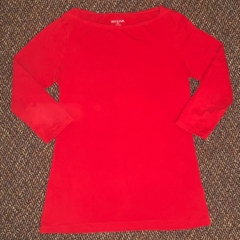 Merona Red Ling Sleeve Shirt (Small)